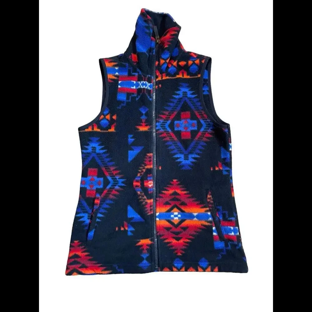 Ralph Lauren Chaps Aztec BlackFleece Vest Southwestern Sunset Full Zip Womens XS - Picture 2 of 10